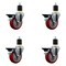 Service Caster 4'' Red Poly Swivel 1-7/8'' Expanding Stem Caster Set with Brake, 4PK SCC-EX20S414-PPUB-RED-PLB-178-4 - alternate 1